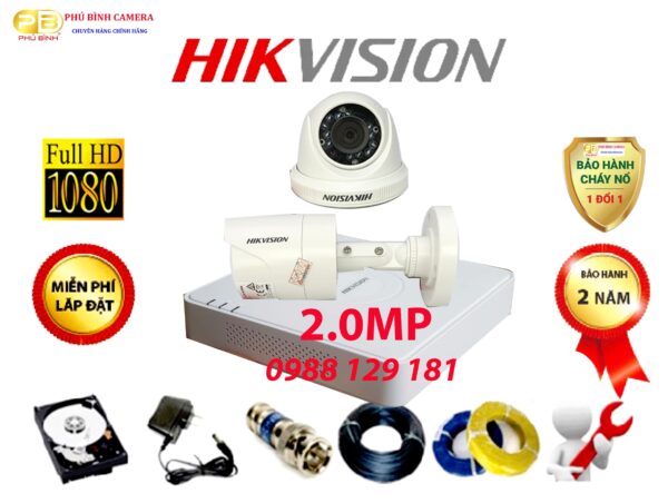 Bộ 2 Mắt Camera Hikvision 2M 1080P