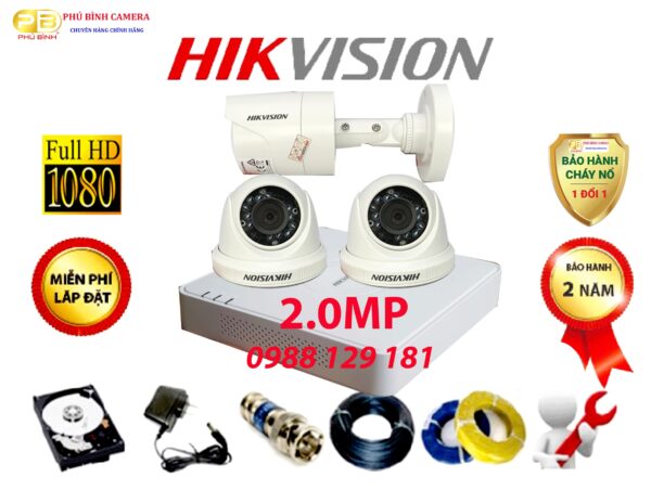Bộ 3 Mắt Camera Hikvision 2M 1080P
