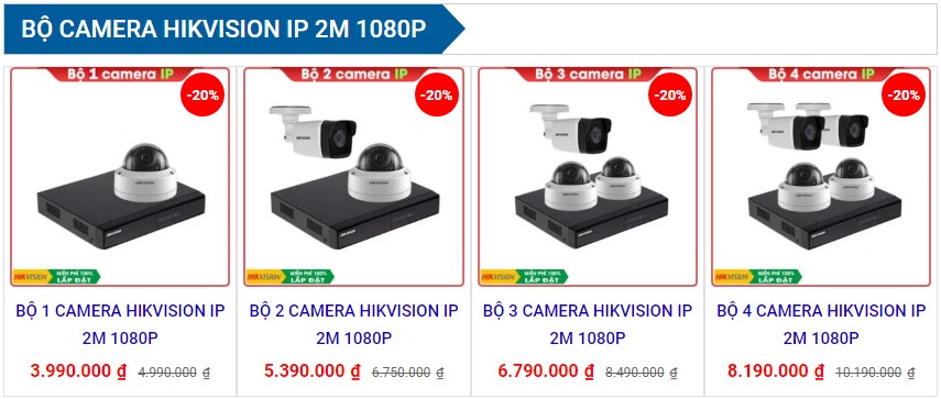 Bộ camera IP Hikvision 2M 1080P chính hãng 100%